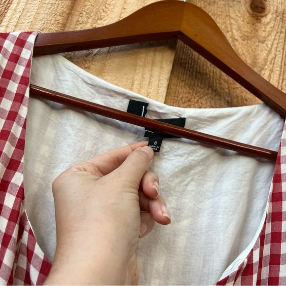 Red Gingham Plaid Button-Up Short-sleeve Midi Dress 🌿 - Picture 11 of 12